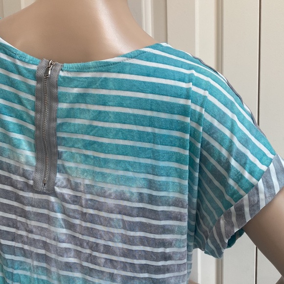 Blue Curl Beachwear Womens Large Cover up Long Shirt. stripes. Ombré. Pockets. - Picture 8 of 12
